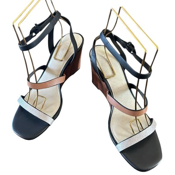 Sanctuary Wink Leather Ankle Strap Wood Grain Wedge Sandals NEW 10 - Picture 5 of 11